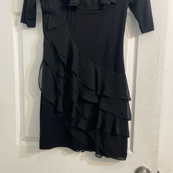 White House Black Market - Above The Knee Ruffle Dress in Black / Size Small - Picture 2 of 9